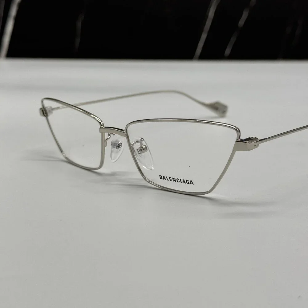 NEW BALENCIAGA BB0091O 002 CAT EYE SILVER WOMEN EYEGLASSES BALENCIAGA